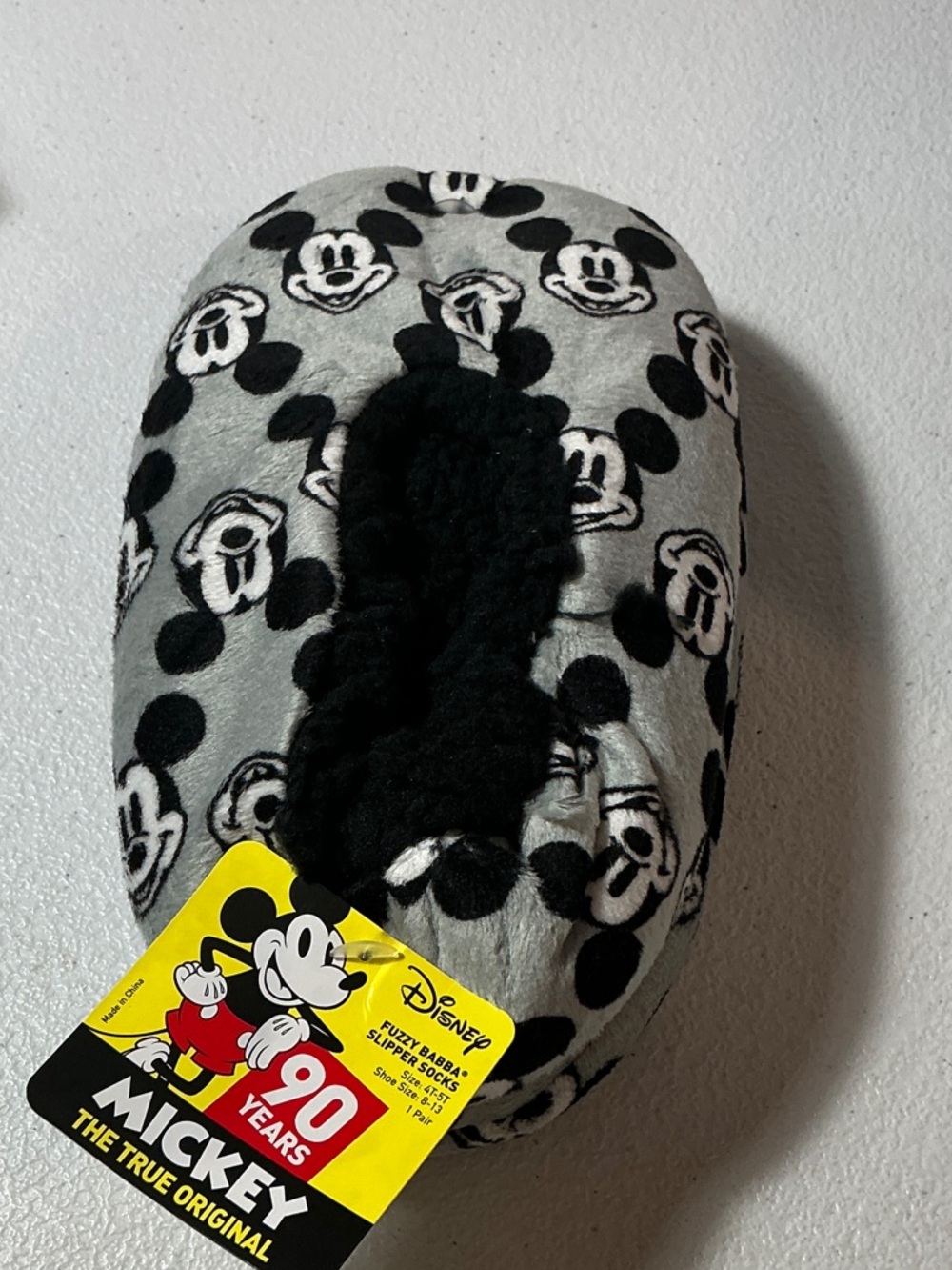 Disney Mickey Mouse Gray & Black Plush Slip-On Slippers